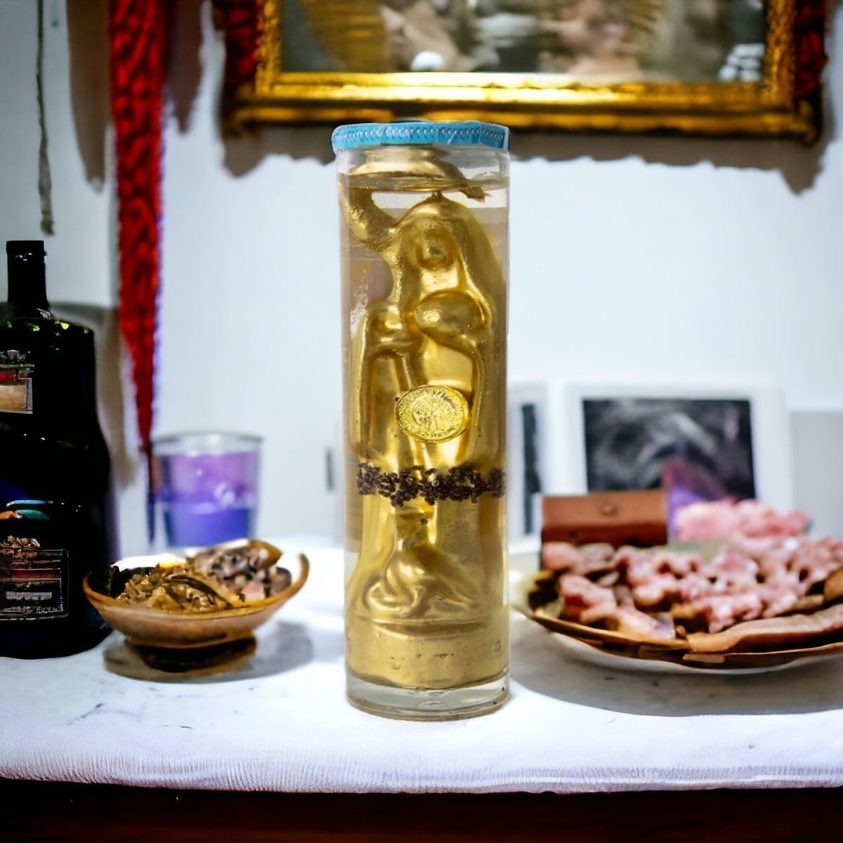 Gel Candle | Santa Muerte Come Money | Ritualized | Prepared | Personalized | Attracts Abundance and Prosperity | - Image 8