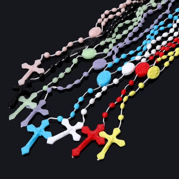 Plastic Rosary Beads Luminous Necklace Catholicism Prayer Religious Jewelry, Cross Necklace for Women, Cross Necklace for Men, Women's Chain Necklaces, Men's Necklaces