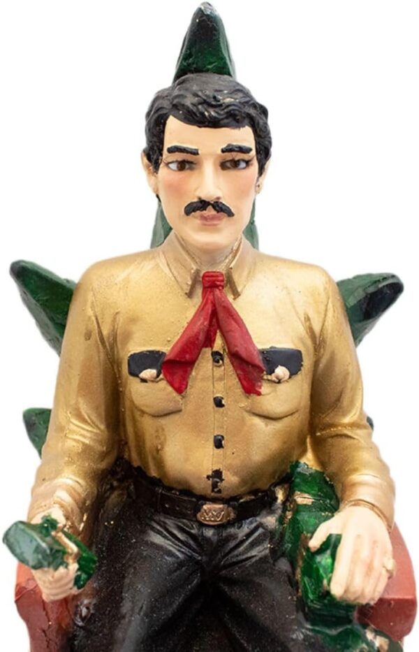 Luz Maria Resin Image Jesus Malverde Sitting 30cm (Golden) - Image 3