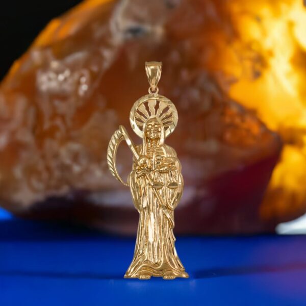 LA BLINGZ 14K Yellow Gold Santa Muerte DC Pendant - Image 7