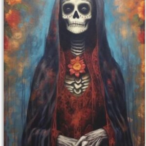 Iisrar Santa Muerte Painting, Saint Death Occult Wall Art, Mexican Folk Art, Printable Wall Art Decor Poster for Room Aesthetics Canvas Wall Art Poster And Print Unframe 12x18inch(30x45cm)