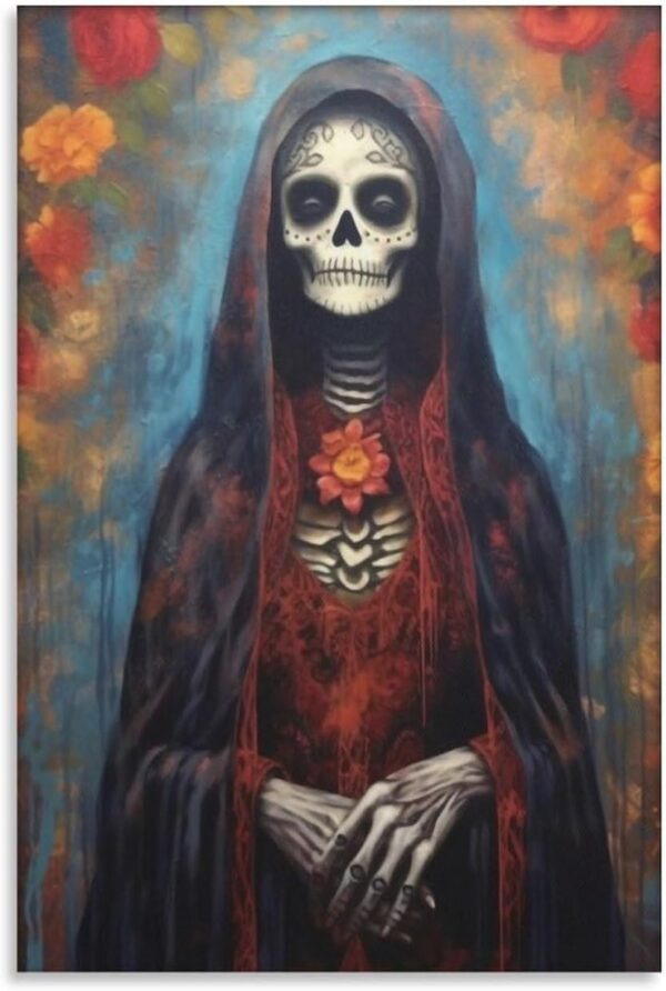 Iisrar Santa Muerte Painting, Saint Death Occult Wall Art, Mexican Folk Art, Printable Wall Art Decor Poster for Room Aesthetics Canvas Wall Art Poster And Print Unframe 12x18inch(30x45cm)