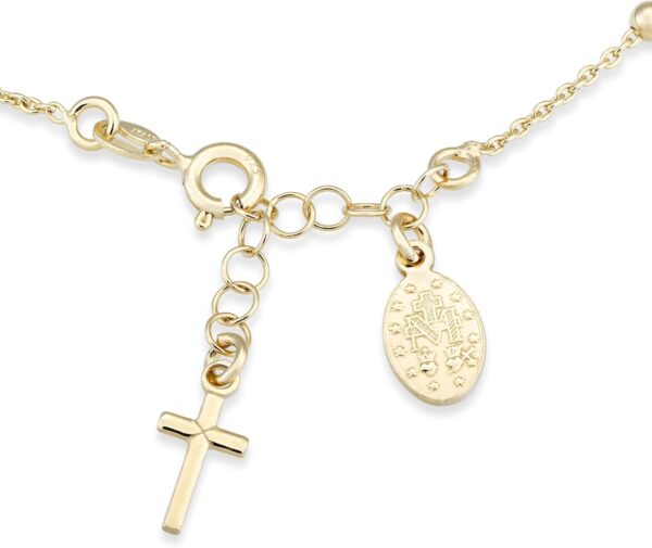 Miabella 18K Gold Over Sterling Silver Italian Rosary Cross Bead Charm Link Chain Bracelet for Women, Adjustable, 925 Made in Italy - Image 3