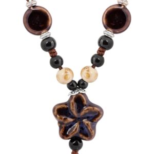 MINACHI Boho Hippie Colorful Ceramic Beads Star Charm Y Necklace, Bohemian Summer Statement Jewelry Gift for Women