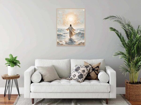 Mireita Jesus-Wall Art-A New Day Jesus Christ Walking On Water Poster For Church Room Decor-Christian-Art Canvas Print Picture For Home Living Bedroom Office Decor - Image 2