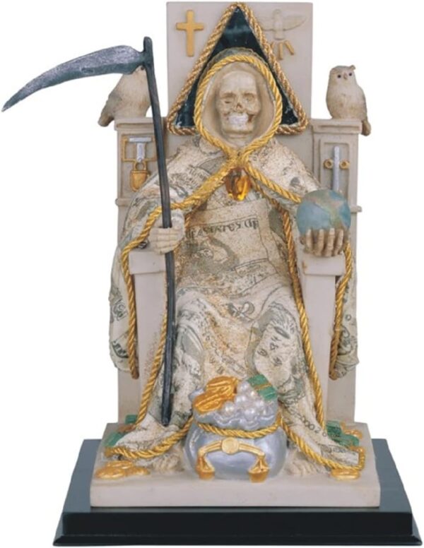 ICE ARMOR 10" H Santa Muerte with Money Robe Statue Our Lady of The Holy Death Seated Religious Figurine