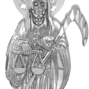 Saint Collection Fine 925 Sterling Silver Santa Muerte Necklace Pendant
