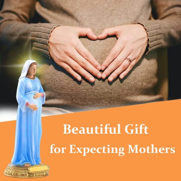 QIANLING Pregnant Virgin Mary Statue - 8.4" Resin Mother of God Figurine, Catholic Religious Decor for Prayer Room, Home Altar, Church, Shelf or Table, Spiritual Gift for Women & Believers - Image 6