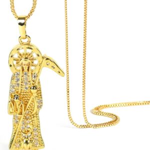 Santa Muerte Necklace: 18K Gold Plated Santa Muerte Pendant Jewelry for Women, Mothers Day Gifts