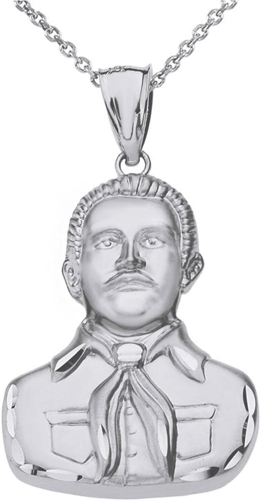 .925 Sterling Silver Jesus Malverde Portrait Pendant - Choose Pendant Only or Necklace with 16”-22” Chain