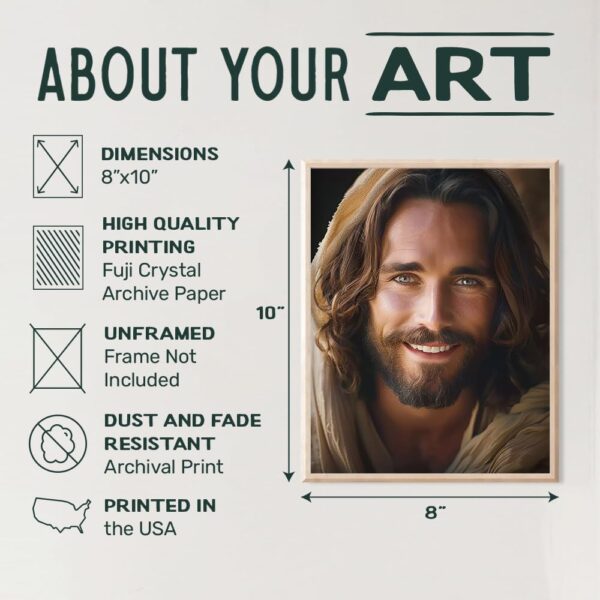 Jesus Picture Christian Faith decor - Jesus Painting - Jesus Decor - Jesus Posters 8x10 - Religious Signs - Spiritual Home Decor - Aesthetic Christian Decorations - God Decor - Inspirational Gifts - Image 3