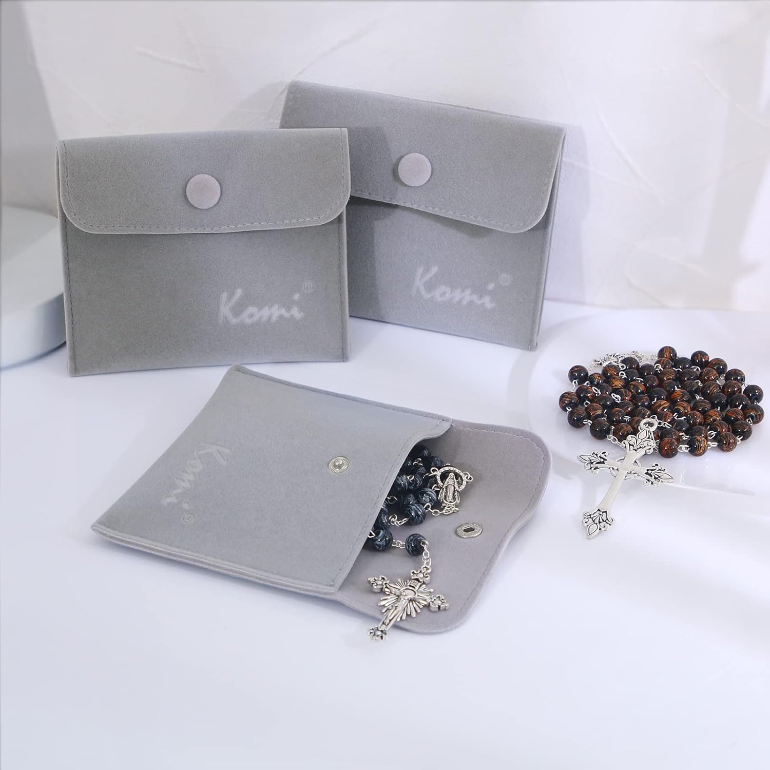 KOMI Handmade Wooden Catholic Rosaries, Rosary Beads Necklace From Bethlehem Wood Christian Prayer Holy Soil Medal & Metal Cross For Catholic Or Christian Gift - Image 6