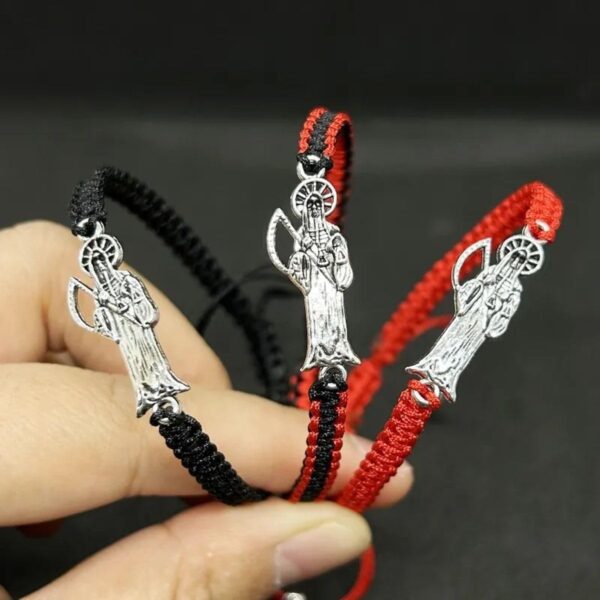 New 2025 Arrival Mexican Red Black Rope Braided Santa Muerte Bracelets For Men Women Gifts With For You Accessories Trendy Creative Gift - Image 4