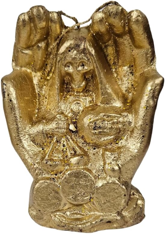 Gold Santa Muerte in Hands Figure Candle 5'