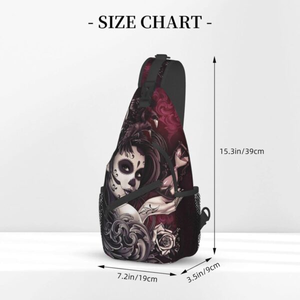 Sugar Skull Rose Crossbody Backpack for Travel Hiking Chest Daypack Shoulder Sling Bag for Men Women Cycling Walking - Image 3