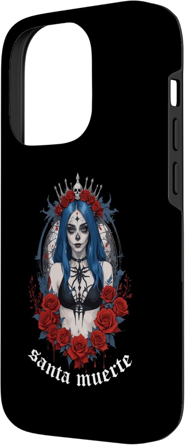 iPhone 14 Pro Santa Muerte Gothic Dark Art Skull Queen Roses Case - Image 2