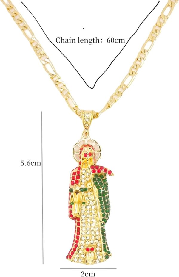 Mai & Claire 925 Sterling Silver Santa Muerte Necklace For Men And Women - 14K Gold Filled Punk Skull Death La Santa Muerte Pendant Gothic Zirconia Religious Hip Hop Amulet, Memento Mori Necklace - Image 4