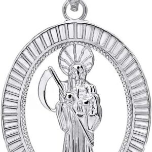 14k Gold Santa Muerte Oval Charm Pendant