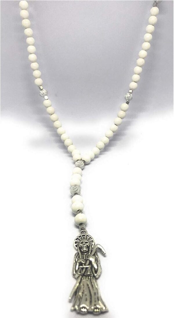 Acrylic Holy Death's Necklace, Rosary Style. Collar de la Santa Muerte de acrilico Estilo Rosario. Grim Reaper Y Style Necklace. - Image 3