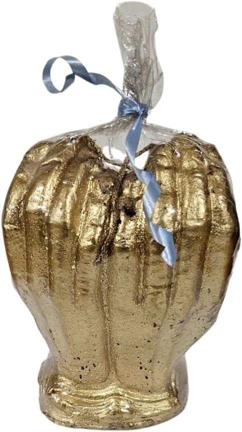Gold Santa Muerte in Hands Figure Candle 5' - Image 7