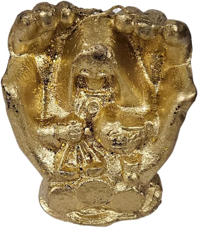 Gold Santa Muerte in Hands Figure Candle 5' - Image 5