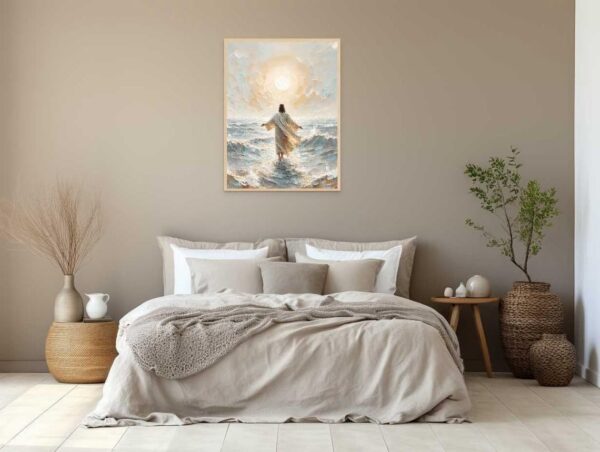 Mireita Jesus-Wall Art-A New Day Jesus Christ Walking On Water Poster For Church Room Decor-Christian-Art Canvas Print Picture For Home Living Bedroom Office Decor - Image 3