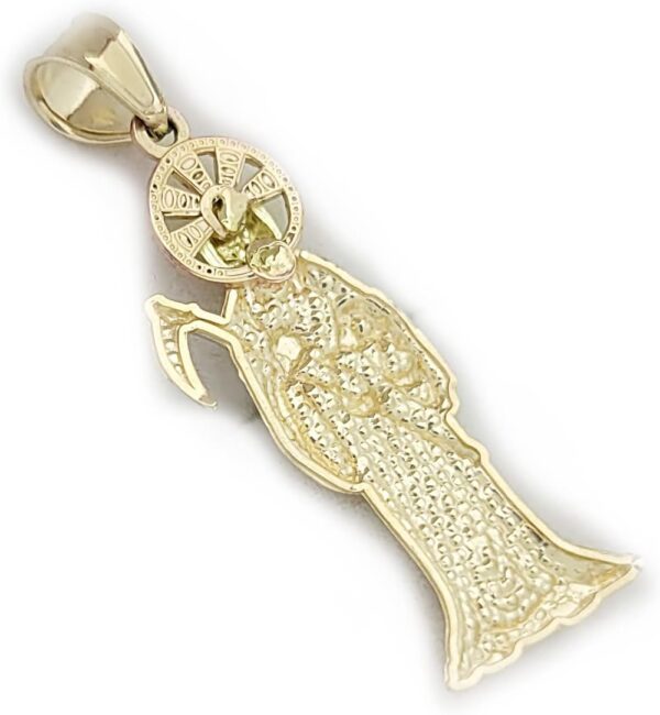 10k Yellow Gold Santa Muerte Pendant Charm - Image 4