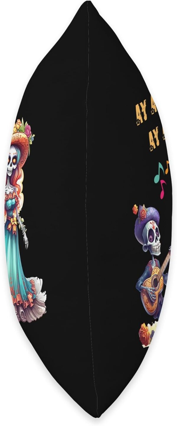 Colorful Mexican Dia de Los Muertos Art Throw Pillow, 18x18, Multicolor - Image 2