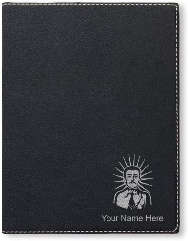 Small 7" X 9" Portfolio Notepad, Malverde, Personalized Engraving Included (Black with Silver)
