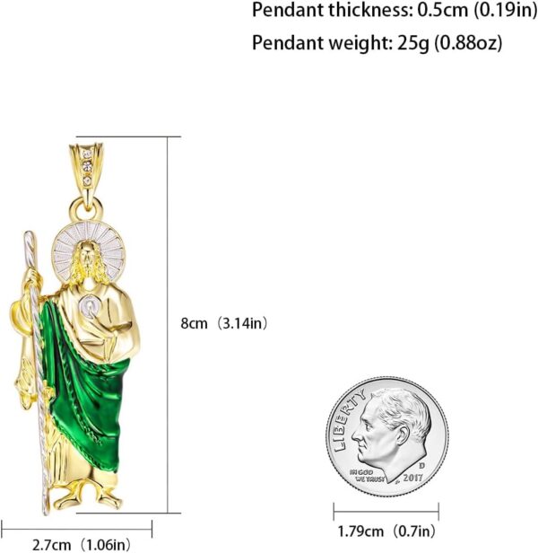 San Judas Tadeo Necklace Diamond 14K Gold Plated San Judas Tadeo Necklace San Judas Medalla (Gold 258) - Image 2