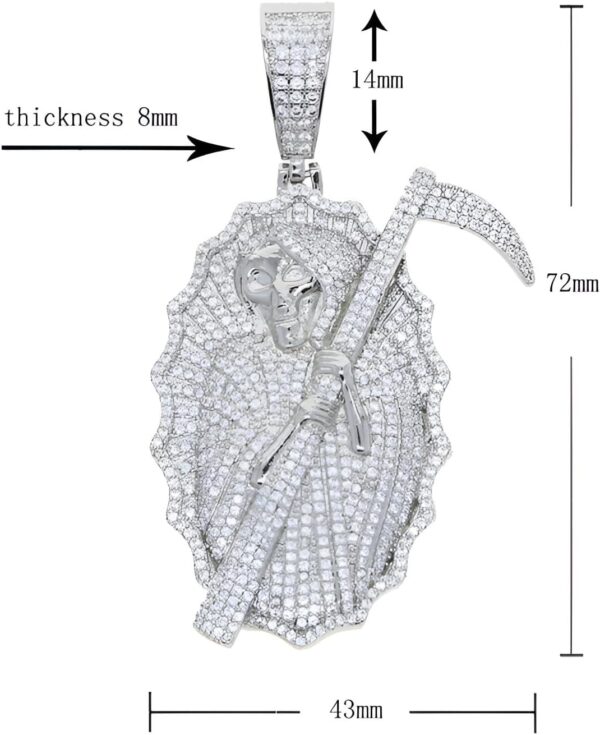 925 Sterling Silver Santa Muerte Necklace For Women And Men - 14K Gold Filled Death La Santa Muerte Pendant Chain Iced Out Bling Cz Paved The King Of Terrors Hip Hop Jewelry Religious Amulet Gift - Image 4