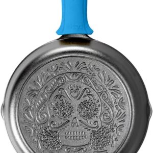 Lodge Seasoned Cast Iron Sugar Skull Skillet with Handle Holder Black 10.25 Inch