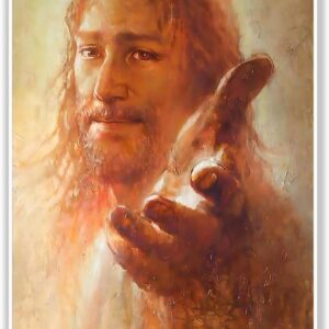Jesus Wall Art Canvas Painting Hand of God Jesus Picture Jesus Walking Art Divine Mercy Poster Prints Christian Wall Decor(12x16 inches-Unframed)