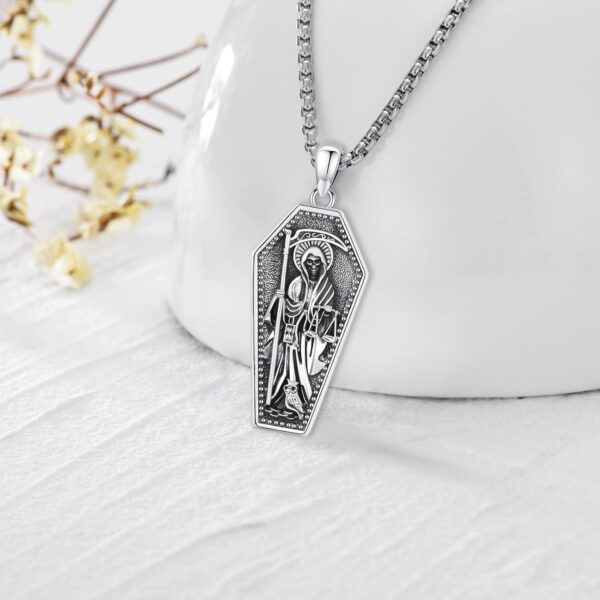 Pentagram Necklace Sterling Silver Triple Moon Goddess/Celtic Knot Witches Knot/Ankh/Sun and Moon/Hecate/Lilith/Santa Muerte/Tetragrammaton Pendant Necklace Pagan Wiccan Magic Egyptian Amulet Jewelry for Women Men - Image 2