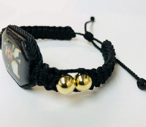Santuario Jewelry Pulsera de Jesus Malverde BK doble tejida gold plated bead bracelet hecha a mano - Image 3