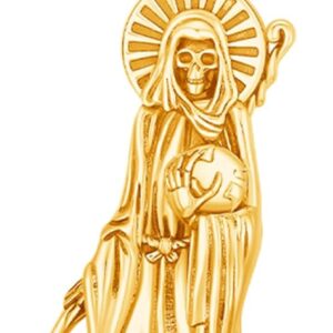 Santa Muerte Necklace Grim Reaper Pendant 925 Sterling Silver La Santa Muerte Skull Holy Death Amulet Protection Jewelry With Sickle for Men Women Holiday Gifts
