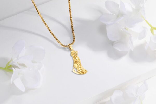 Santa Muerte Necklace Grim Reaper Pendant 925 Sterling Silver La Santa Muerte Skull Holy Death Amulet Protection Jewelry With Sickle for Men Women Holiday Gifts - Image 3
