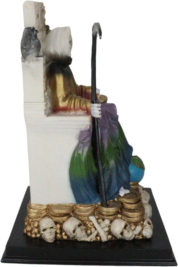 Ebros Gift 7 Colors Rainbow Robe Santa Muerte Holy Sacred Death Bone Mother Seated On Throne with Scythe Statue Patron of Protection & Blessings Seven Powers Figurine Day of The Dead Decor - Image 5