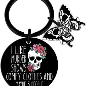 Skull Keychain Witchy Gifts For Women Spooky Keychain Gothic Stainless Steel Keyring Trick Or Treat Gifts