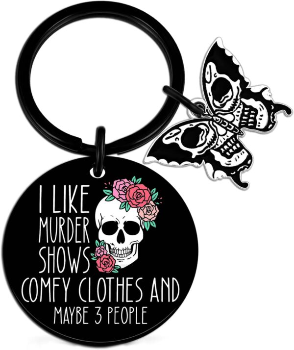 Skull Keychain Witchy Gifts For Women Spooky Keychain Gothic Stainless Steel Keyring Trick Or Treat Gifts