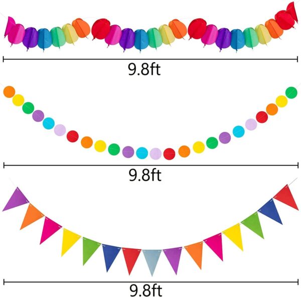 35PCS Fiesta Paper Fan Party Decorations Set - Cinco De Mayo Pom Poms,Pennant,Garland String,Banner,Hanging Swirls Decor Supplies（Multicolored) - Image 4