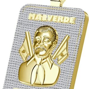 Real Genuine Authentic 3.00 Ct. VVS1 Natural MOISSANITE Diamond 31+ Grams Jesus Malverde Sinaloa Narco El Santo Patron Charm 10K Gold On Pendant 2.5''