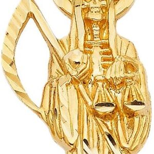 14k Yellow Gold Religious Santa Muerte Pendant