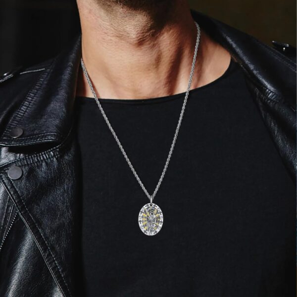 Santa Muerte Necklace for Men 925 Sterling Silver La Santa Muerte Pendant Medal Religious Protect Jewelry for Men Women - Image 6