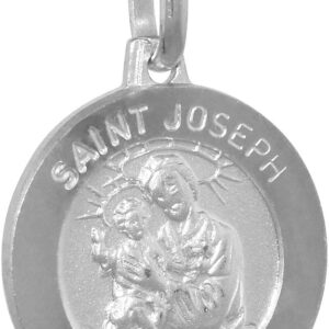 15mm Dainty Sterling Silver St Joseph Medal Necklace 5/8 inch Round Nickel Free Italy