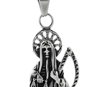 Mai & Claire 925 Sterling Silver Santa Muerte Necklace For Women And Men - 14K Gold Filled La Santa Muerte Pendant Holy Saint Death Santa Muerte Skull Delicate Hip Hop Jewelry Religious Amulet Gifts
