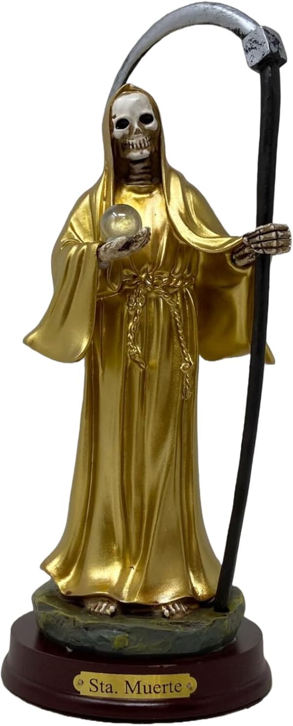 Cannan Sta. Muerte 9" Gold Tunic Color Holy Death Grim Reaper Skull Skeleton