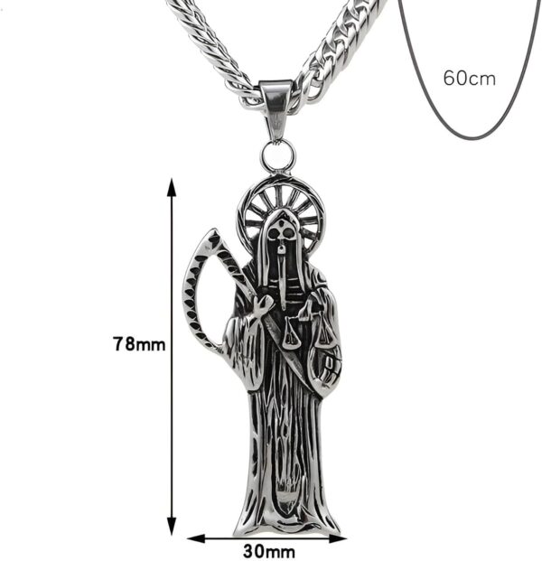 Mai & Claire 925 Sterling Silver Santa Muerte Necklace For Women And Men - 14K Gold Filled La Santa Muerte Pendant Holy Saint Death Santa Muerte Skull Delicate Hip Hop Jewelry Religious Amulet Gifts - Image 4