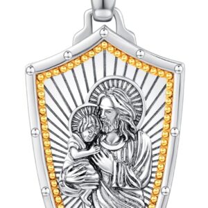 Gold Religious Necklace for Men Saint Michael/Christopher/Judas/Benedict/Joseph/Jude Pendant Religious Jewelry Gifts for Talisman Amulet