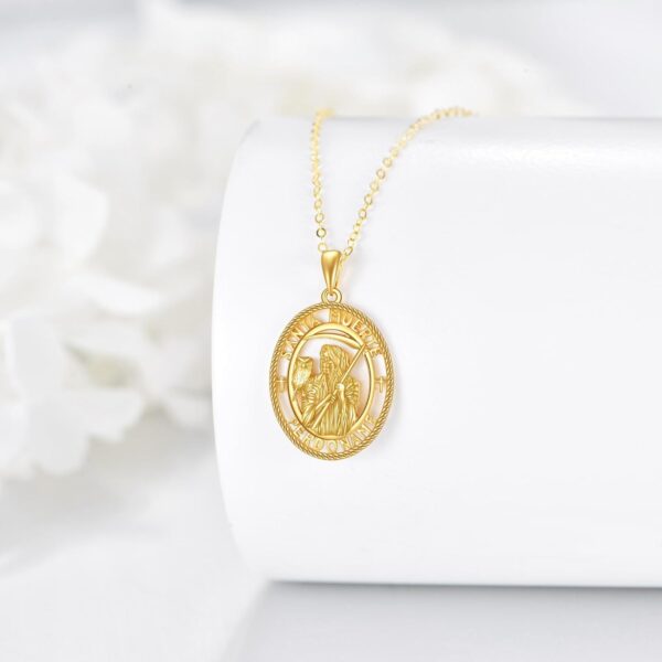 14K Solid Gold Religious Protector Pendant Necklace - Religious Jewelry Gifts for Men and Women - Image 3